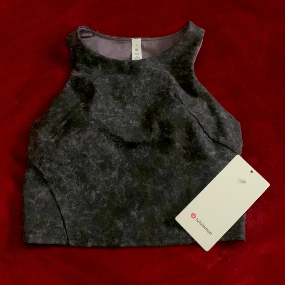 Lululemon Invigorate Train Tank Size 4 Denim Wash Print Dusky Lavender Black